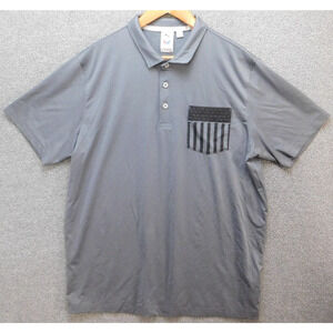 Puma Volition America Golf Polo Shirt Mens L Flag Pocket Stars & Stripes Gray